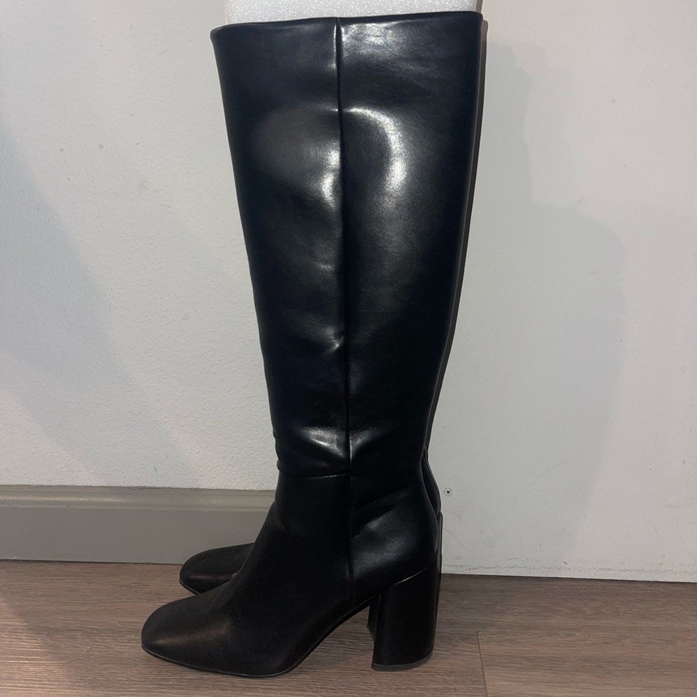 Black PU Leather Steve Madden Boots